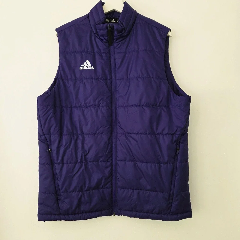 Adidas Puffer Vest Purple Padded Full Zip Sleeveless Jacket Mens Large